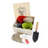 Coffret jardinage en bois avec pots en bambou, graines et outils, idéal pour cadeau d'affaires personnalisable et bien-être