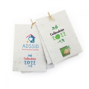 Calendrier en papier ensemencé pour les campagnes publicitaires eco branding et comme objet publicitaire écologique