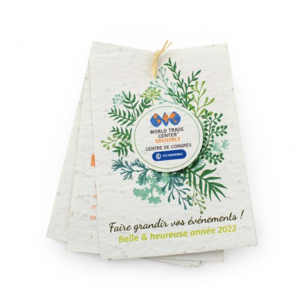 Goodies écologiques pour eco branding et RSE en calendrier papier ensemencé