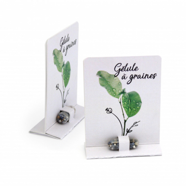 Support de communication innovant et goodies écologiques en forme de gélule à graines de fleurs ou herbes aromatiques