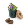 Pot en bambou avec couvercle en liège et sachet de graines inclus, objet de communication personnalisable, goodies écologiques parfaits pour vos campagnes.