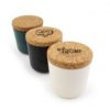 Pot en bambou avec couvercle en liège et sachet de graines inclus, objet de communication personnalisable, goodies écologiques parfaits pour vos campagnes.