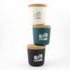 Pot en bambou avec couvercle en liège et sachet de graines inclus, objet de communication personnalisable, goodies écologiques parfaits pour vos campagnes.