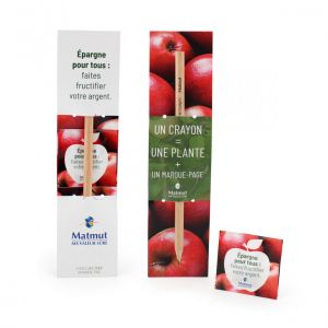 Crayon étui sachet de graines servant de support de communication pour les entreprises original et made in France
