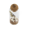Terrarium avec une boule liège personnalisé par gravure. Objet com de décoration personnalisable contenant des fleurs séchées.