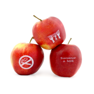 Pomme publicitaire à personnaliser avec marquage de logo