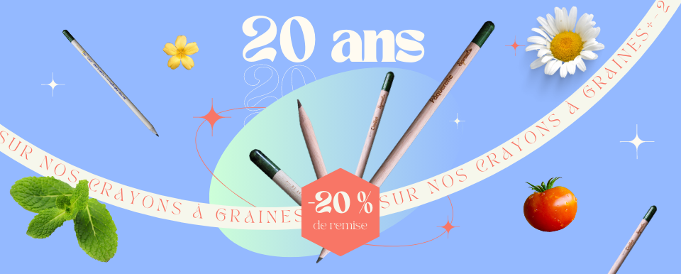 Remise spécial 20 ans d'Idées Nature de -20% sur le best seller : les crayons à graines à planter
